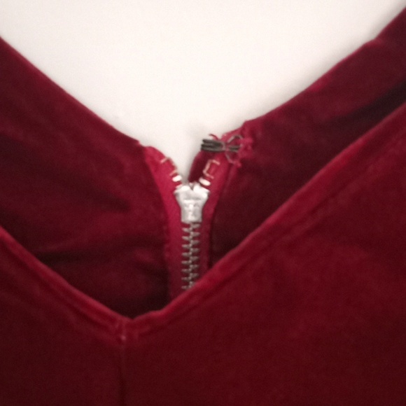 Vintage 50s Velvet Abe Schrader Burgundy Red Retro Front Bow Cocktail Dress - Picture 3 of 7